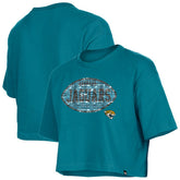 Jacksonville Jaguars New Era Girl's Flip Sequin Boxy T-Shirt - Teal discount