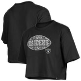 Las Vegas Raiders New Era Girl's Flip Sequin Boxy T-Shirt - Black sale