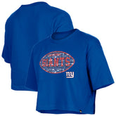 New York Giants New Era Girl's Flip Sequin Boxy T-Shirt - Royal for sale