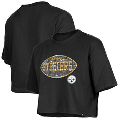 Pittsburgh Steelers New Era Girl's Flip Sequin Boxy T-Shirt - Black outlet