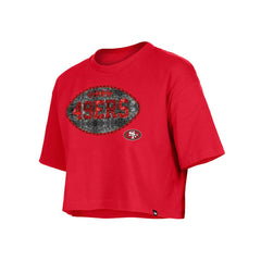 San Francisco 49ers New Era Girl's Flip Sequin Boxy T-Shirt - Scarlet for sale