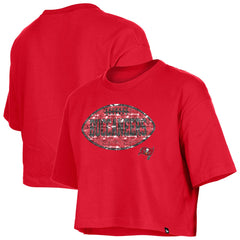 Tampa Bay Buccaneers New Era Girl's Flip Sequin Boxy T-Shirt - Red cheap