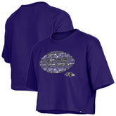 Baltimore Ravens New Era Girl's Flip Sequin Boxy T-Shirt - Purple discount