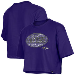 Baltimore Ravens New Era Girl's Flip Sequin Boxy T-Shirt - Purple discount