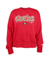 San Francisco 49ers New Era Girl's Flip Sequin Sweatshirt - Scarlet for sale