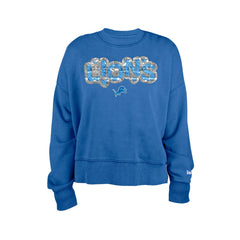 Detroit Lions New Era Girl's Flip Sequin Sweatshirt - Blue cheap