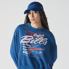 Buffalo Bills New Era Women's Oversized Throwback Mineral Wash Crew Neck Sweatshirt - Royal for sale