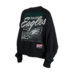 Philadelphia Eagles New Era Women's Oversized Throwback Mineral Wash Crew Neck Sweatshirt - Black discount