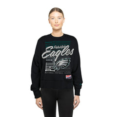 Philadelphia Eagles New Era Women's Oversized Throwback Mineral Wash Crew Neck Sweatshirt - Black discount