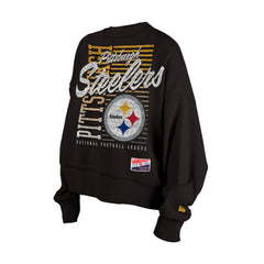 Pittsburgh Steelers New Era Women's Oversized Throwback Mineral Wash Crew Neck Sweatshirt - Black online
