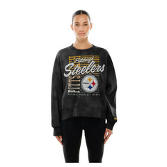 Pittsburgh Steelers New Era Women's Oversized Throwback Mineral Wash Crew Neck Sweatshirt - Black online
