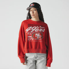 San Francisco 49ers New Era Women's Oversized Throwback Mineral Wash Crew Neck Sweatshirt - Scarlet discount