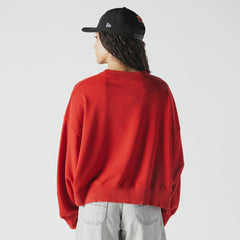 San Francisco 49ers New Era Women's Oversized Throwback Mineral Wash Crew Neck Sweatshirt - Scarlet discount