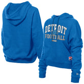 Detroit Lions New Era Women's Throwback Boxy Hoodie Sweatshirt - Blue discount