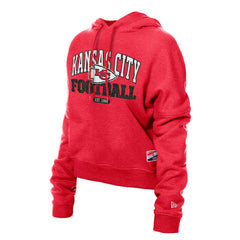 Kansas City Chiefs New Era Women's Throwback Boxy Hoodie Sweatshirt - Red on sale