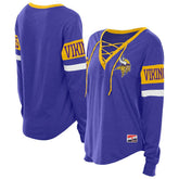 Minnesota Vikings New Era Women's Throwback Lace-Up Long-Sleeve T-Shirt - Purple outlet