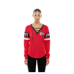 Kansas City Chiefs New Era Women's Throwback Lace-Up Long-Sleeve T-Shirt - Red outlet