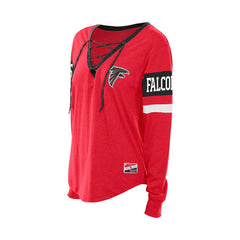 Atlanta Falcons New Era Women's Throwback Lace-Up Long-Sleeve T-Shirt - Red sale