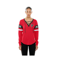 Atlanta Falcons New Era Women's Throwback Lace-Up Long-Sleeve T-Shirt - Red sale