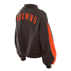 Cleveland Browns New Era Women's Sport Night Mock Neck Balloon Sleeve Pullover Sweatshirt - Brown outlet