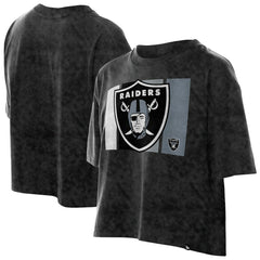 Las Vegas Raiders New Era Women's Boxy Cropped Sport Night Mineral Wash T-Shirt - Black cheap