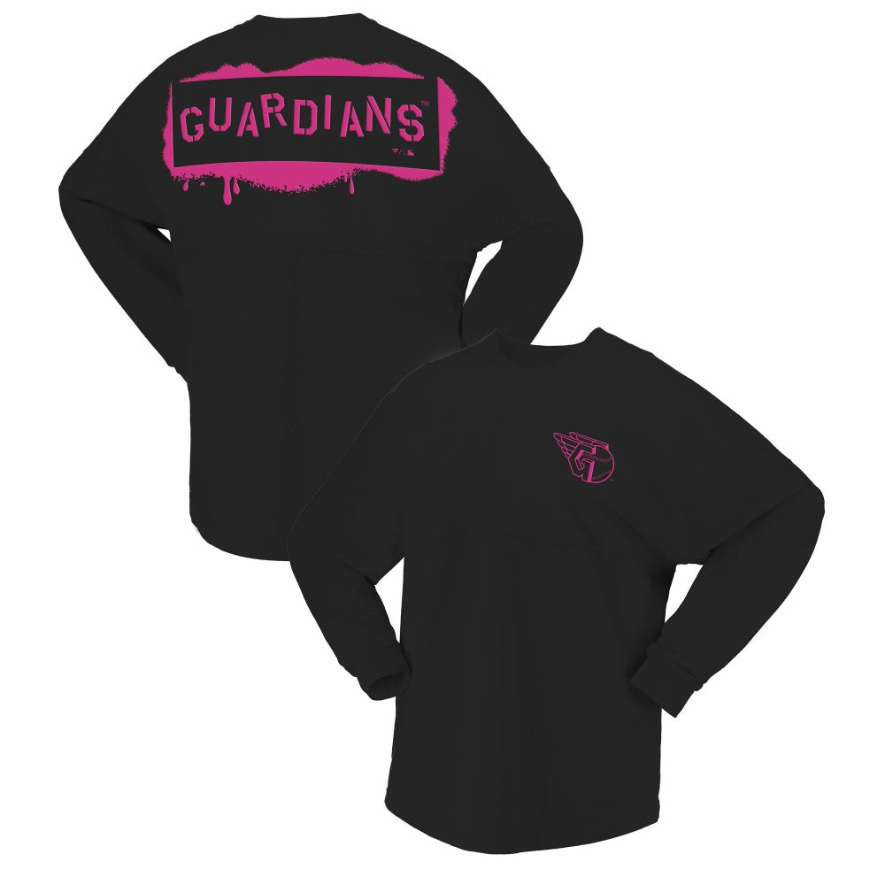Cleveland Guardians Women's Neon Jersey Long Sleeve T-Shirt - Black