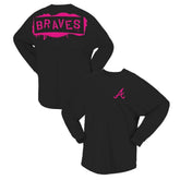 Atlanta Braves Women's Neon Jersey Long Sleeve T-Shirt - Black