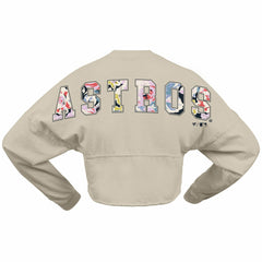 Houston Astros Women's Floral Preppy Cropped Long Sleeve T-Shirt - Cream
