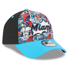 Miami Marlins Youth 2025 MLB Diamond Hero Edition A-Frame 9FORTY Adjustable Hat - Black/Blue | New Era