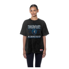 Minnesota Timberwolves Women's Throwback Mineral Wash Oversized T-Shirt - Black | New Era outlet