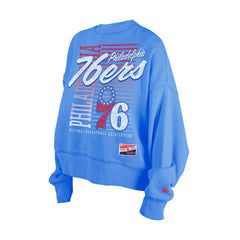 Philadelphia 76ers Women's Boxy Throwback Mineral Wash Sweatshirt - Royal | New Era online
