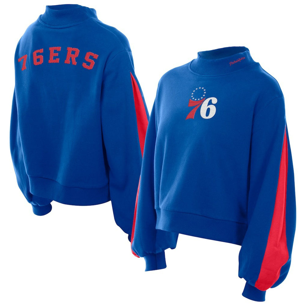 Philadelphia 76ers Women's Sport Night Balloon Sleeves Sweatshirt sale - Royal | New Era online