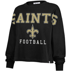 New Orleans Saints '47 Women's Outreach City Oversized Long Sleeve T-Shirt - Black on sale