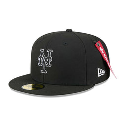 New York Mets x Alpha Industries 59FIFTY Fitted Hat - Black | New Era