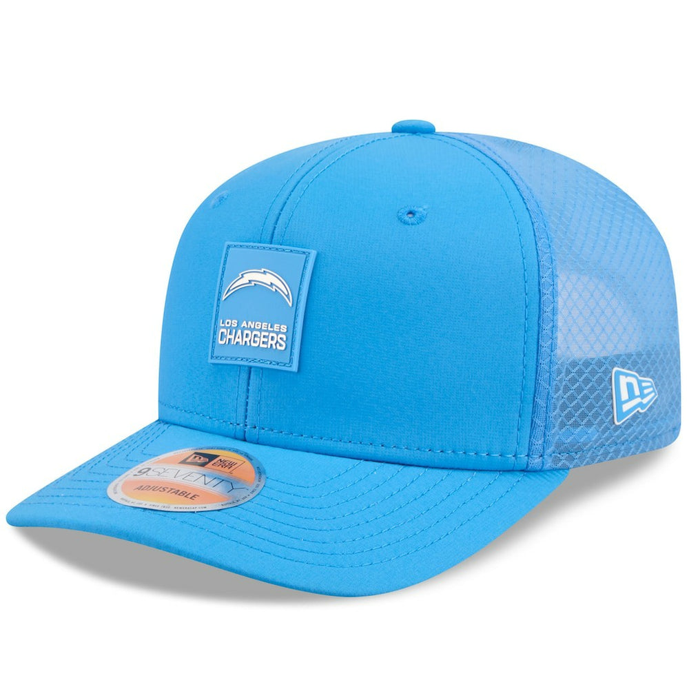 Los Angeles Chargers New Era 2025 Sideline 9SEVENTY Trucker Adjustable Hat - Powder Blue on sale