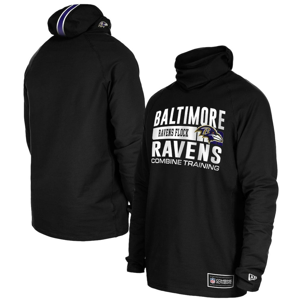 Baltimore Ravens New Era Functional Fandom Balaclava Helmet Stripe Tri-Blend Hoodie - Black cheap