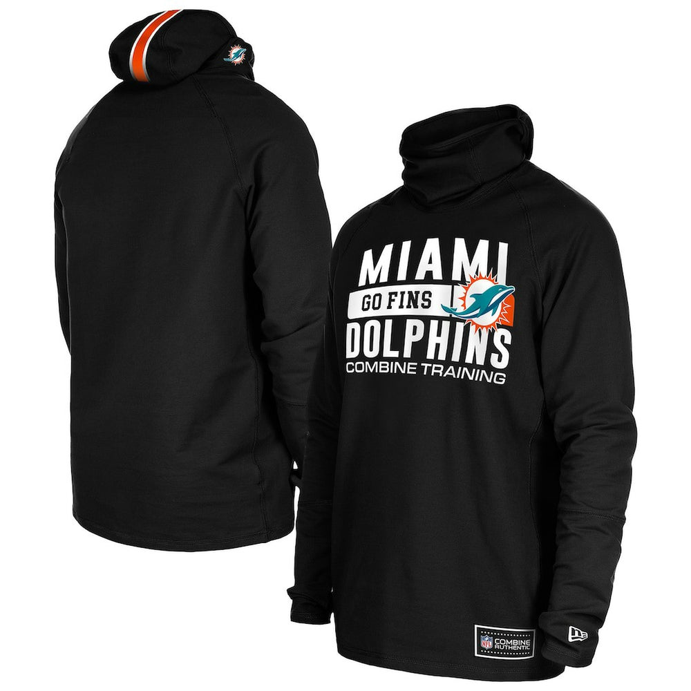 Miami Dolphins New Era Functional Fandom Balaclava Helmet Stripe Tri-Blend Hoodie - Black cheap