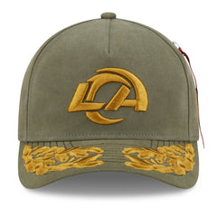 Los Angeles Rams New Era x Alpha Industries A-Frame 9FORTY Adjustable Hat - Olive for sale