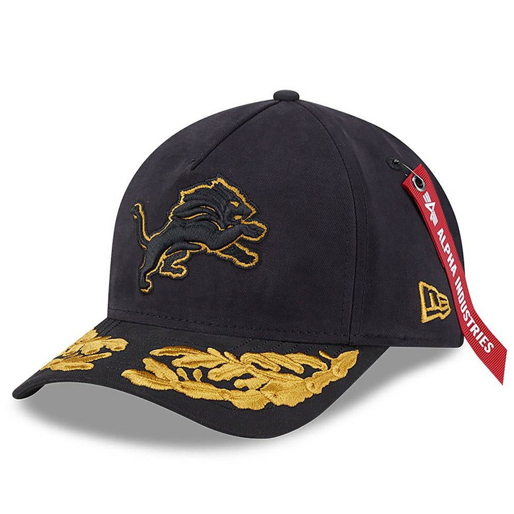 Detroit Lions New Era x Alpha Industries A-Frame 9FORTY Adjustable Hat - Black for sale