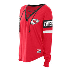 Kansas City Chiefs New Era Women's Plus Size Throwback Lace-Up Long Sleeve T-Shirt - Red cheap
