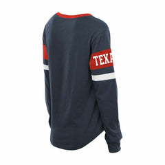 Houston Texans New Era Women's Plus Size Throwback Lace-Up Long Sleeve T-Shirt - Navy on sale