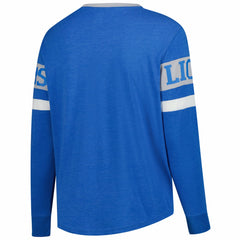 Detroit Lions New Era Women's Plus Size Throwback Lace-Up Long Sleeve T-Shirt - Blue sale