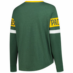 Green Bay Packers New Era Women's Plus Size Throwback Lace-Up Long Sleeve T-Shirt - Green cheap