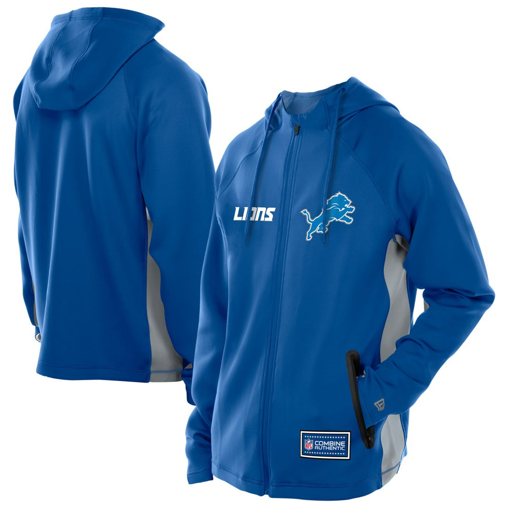 Detroit Lions New Era Combine Authentic Raglan Scuba Full-Zip Hoodie - Blue outlet