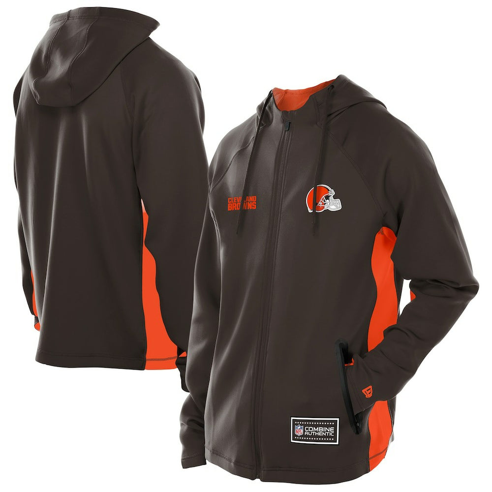 Cleveland Browns New Era Combine Authentic Raglan Scuba Full-Zip Hoodie - Brown discount