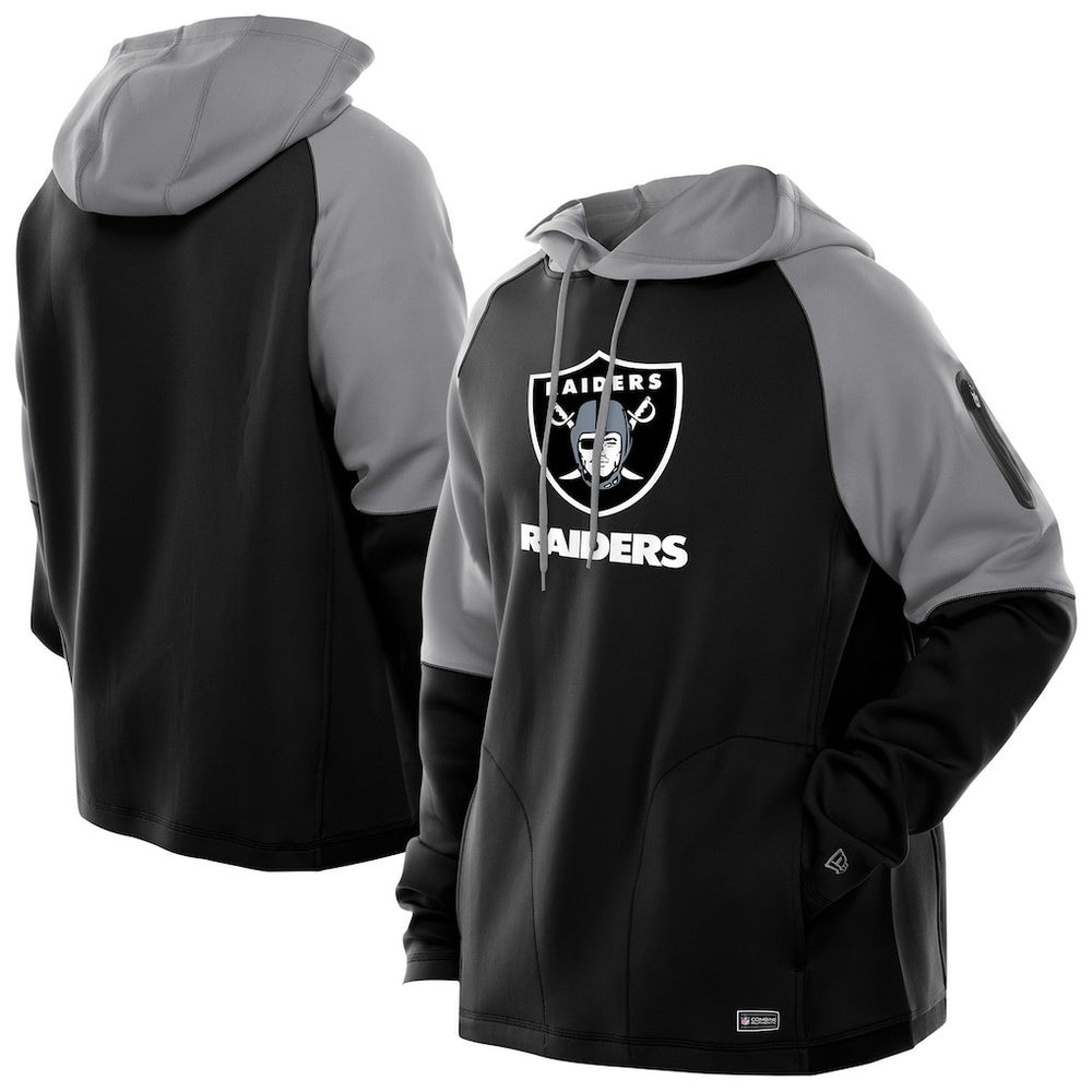 Las Vegas Raiders New Era Combine Authentic Color Block Raglan Pullover Hoodie - Black on sale
