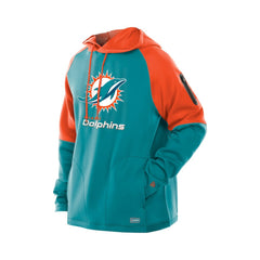 Miami Dolphins New Era Combine Authentic Color Block Raglan Pullover Hoodie - Aqua discount
