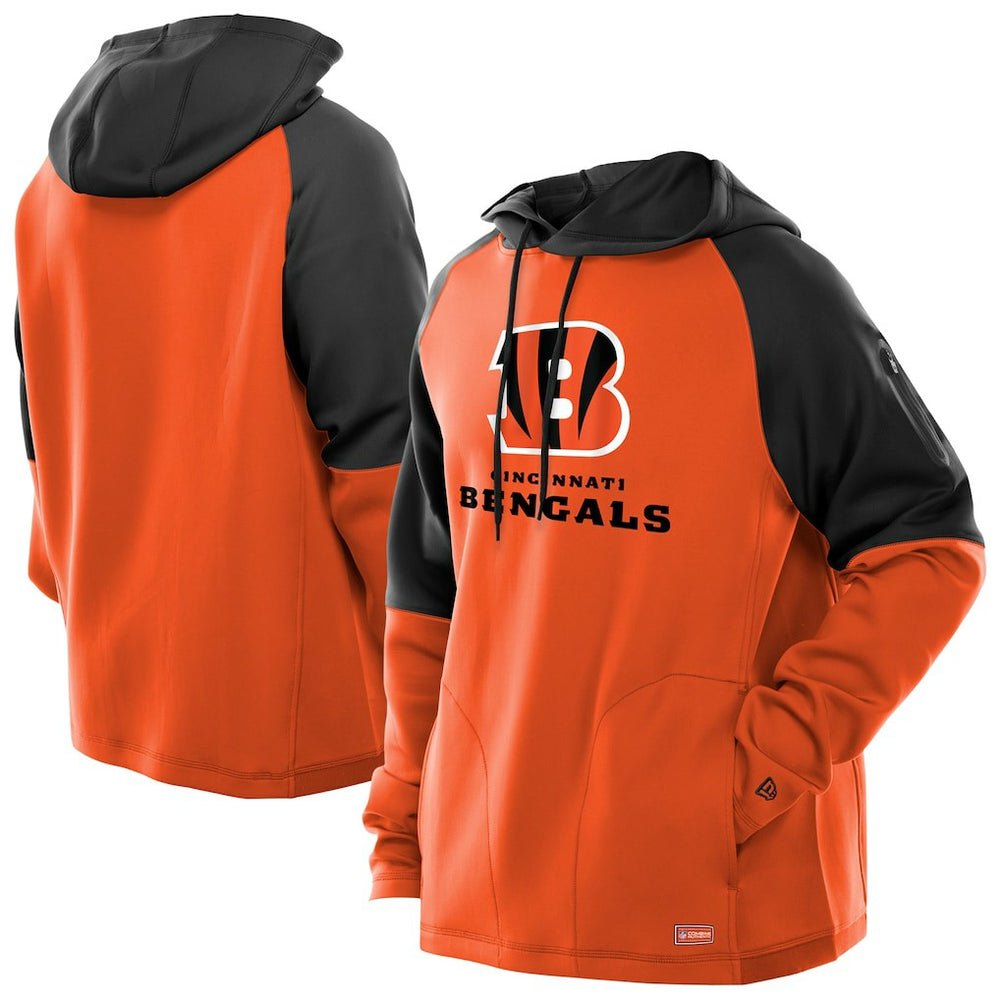 Cincinnati Bengals New Era Combine Authentic Color Block Raglan Pullover Hoodie - Orange cheap