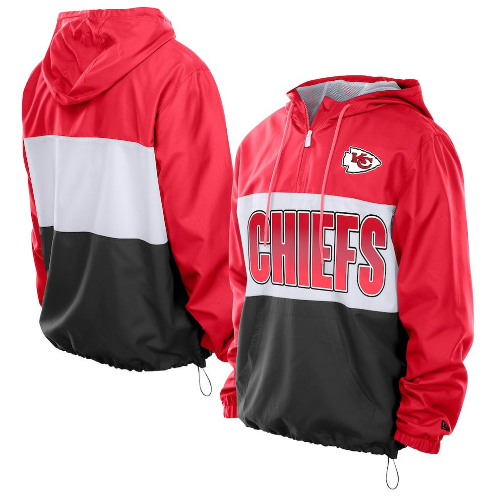 Kansas City Chiefs New Era Ripstop Quarter-Zip Hooded Windbreaker - Red cheap