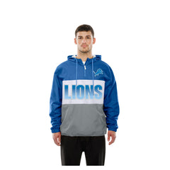Detroit Lions New Era Ripstop Quarter-Zip Hooded Windbreaker - Blue outlet